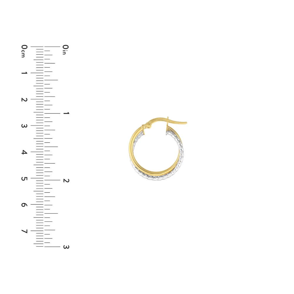 14k Two-Tone Twisted Hoop Earrings