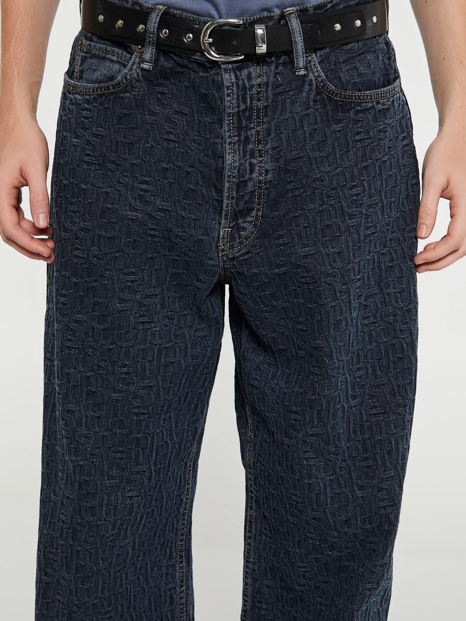 1981M Baggy Fit Monogram Jeans in Blue and Black