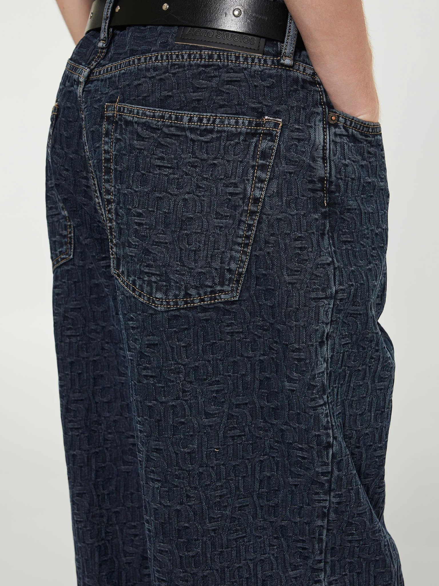 1981M Baggy Fit Monogram Jeans in Blue and Black