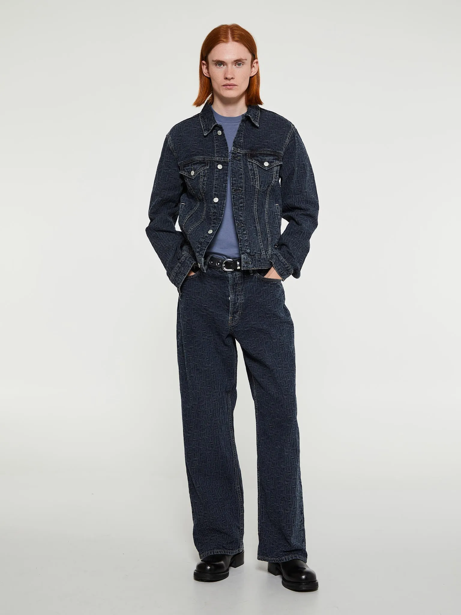 1981M Baggy Fit Monogram Jeans in Blue and Black