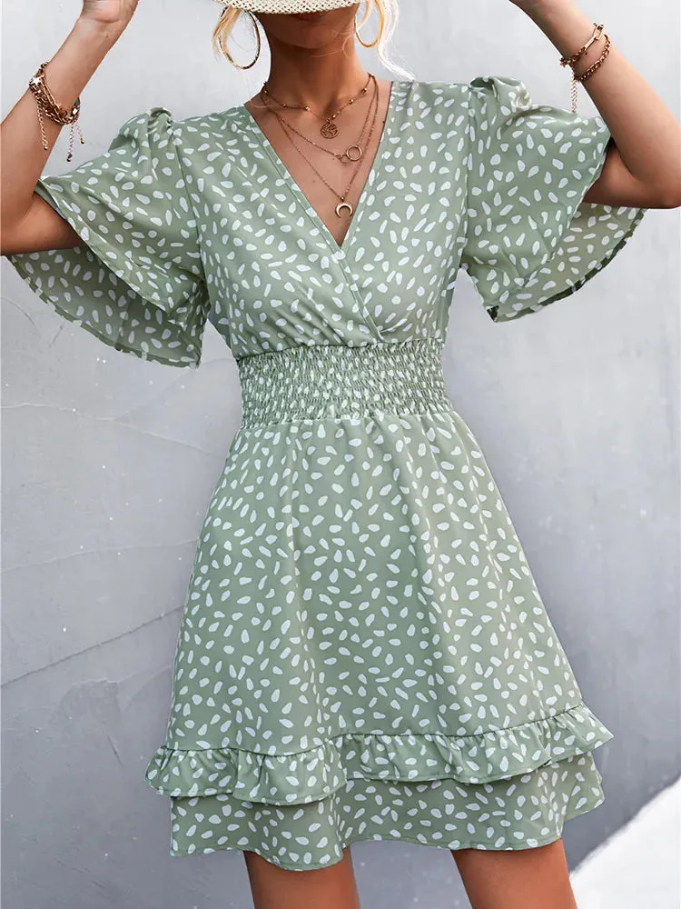 2024 Elegant Lotus Leaf Sleeve Summer Dress Boho Dress