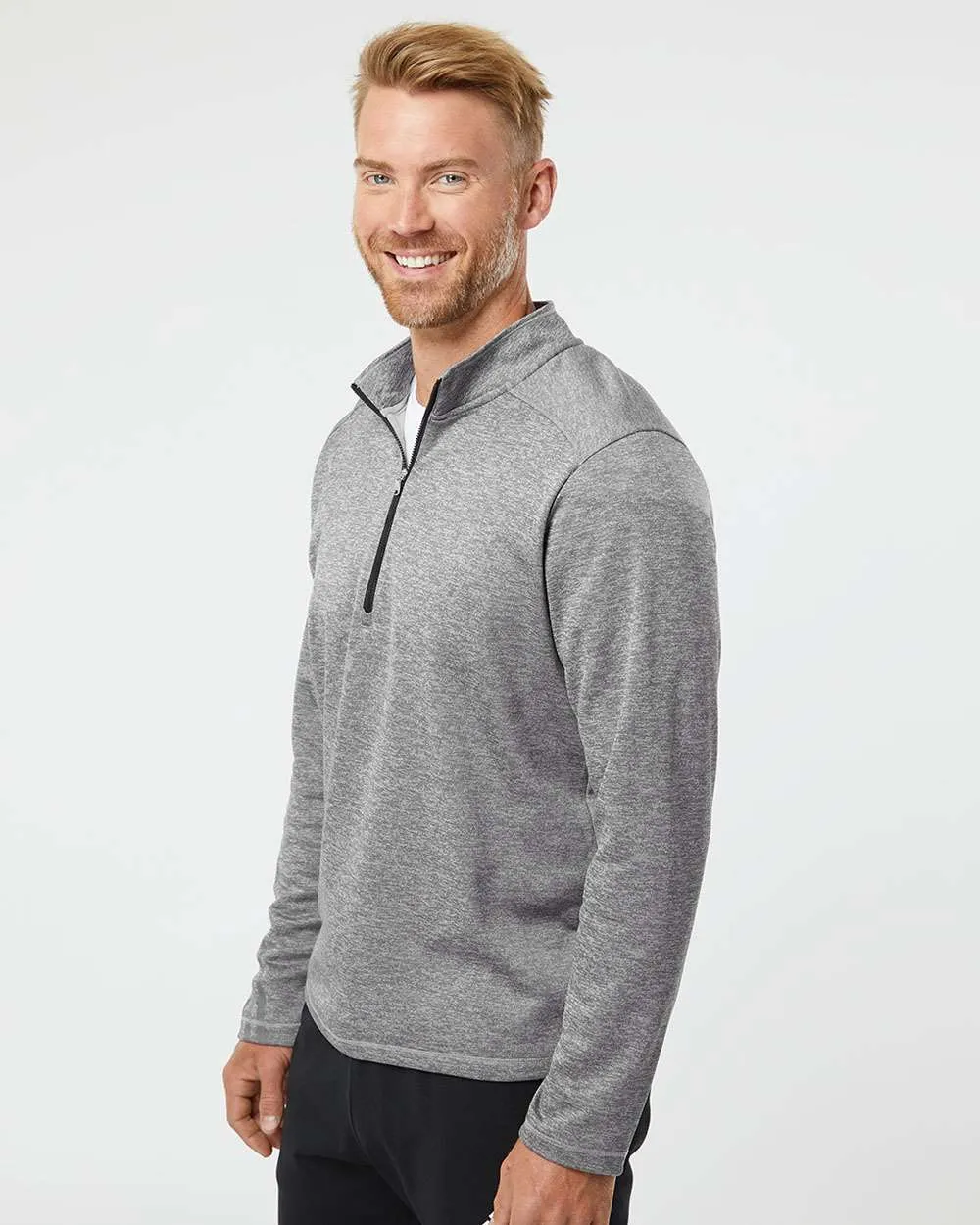 Adidas Brushed Terry Heathered QuarterZip Pullover