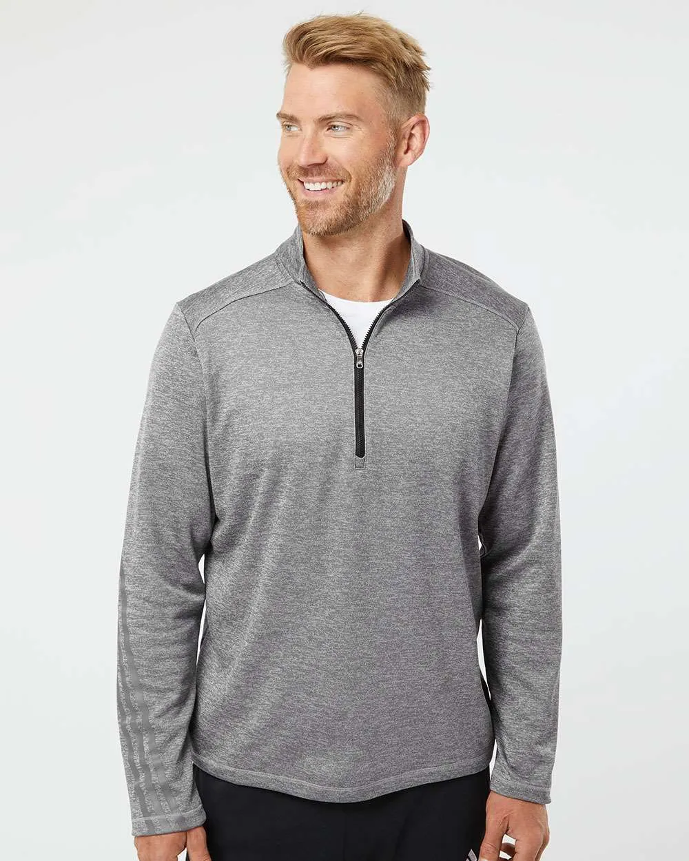 Adidas Brushed Terry Heathered QuarterZip Pullover