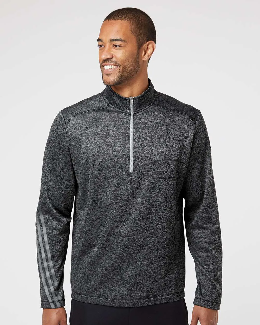 Adidas Brushed Terry Heathered QuarterZip Pullover