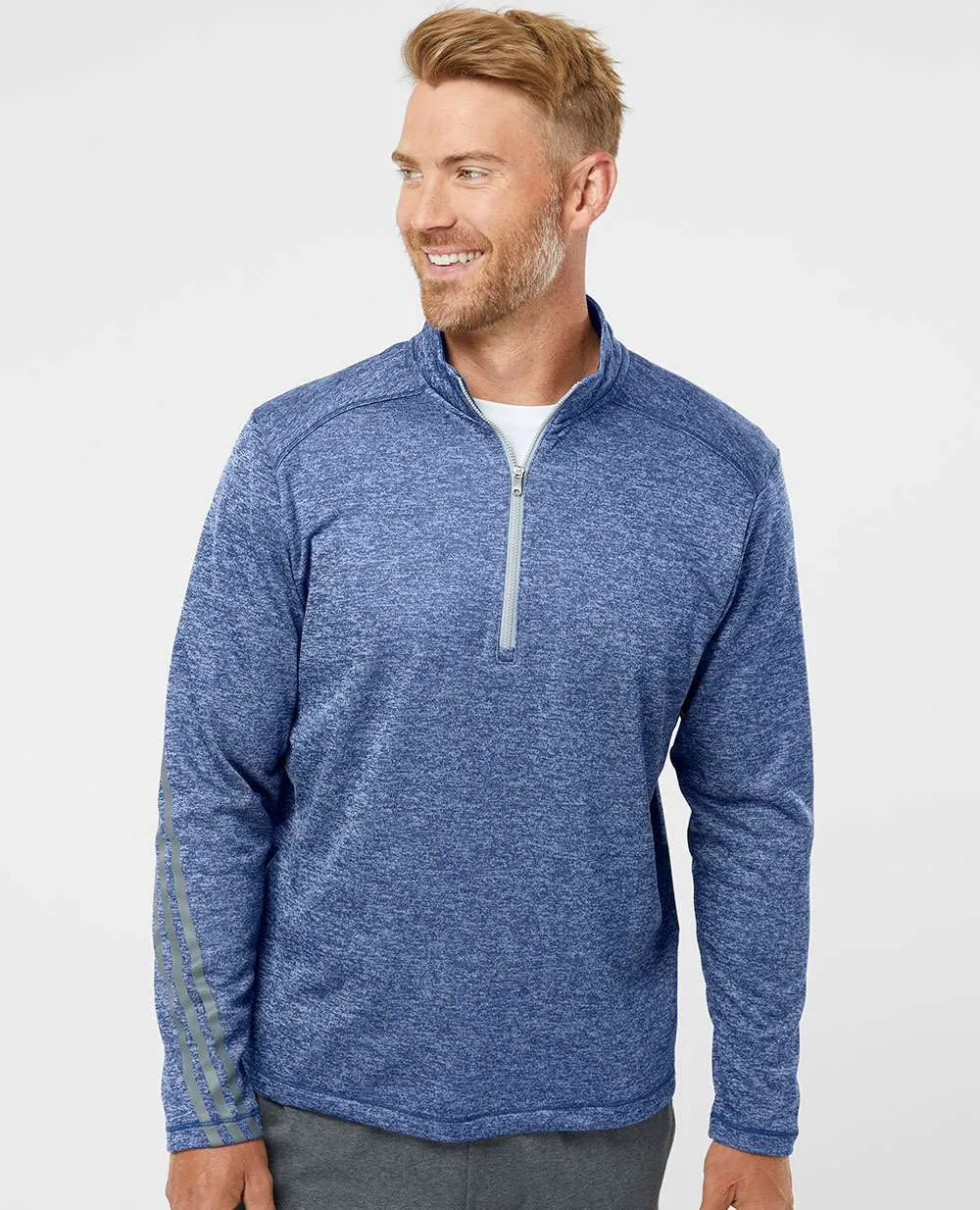 Adidas Brushed Terry Heathered QuarterZip Pullover