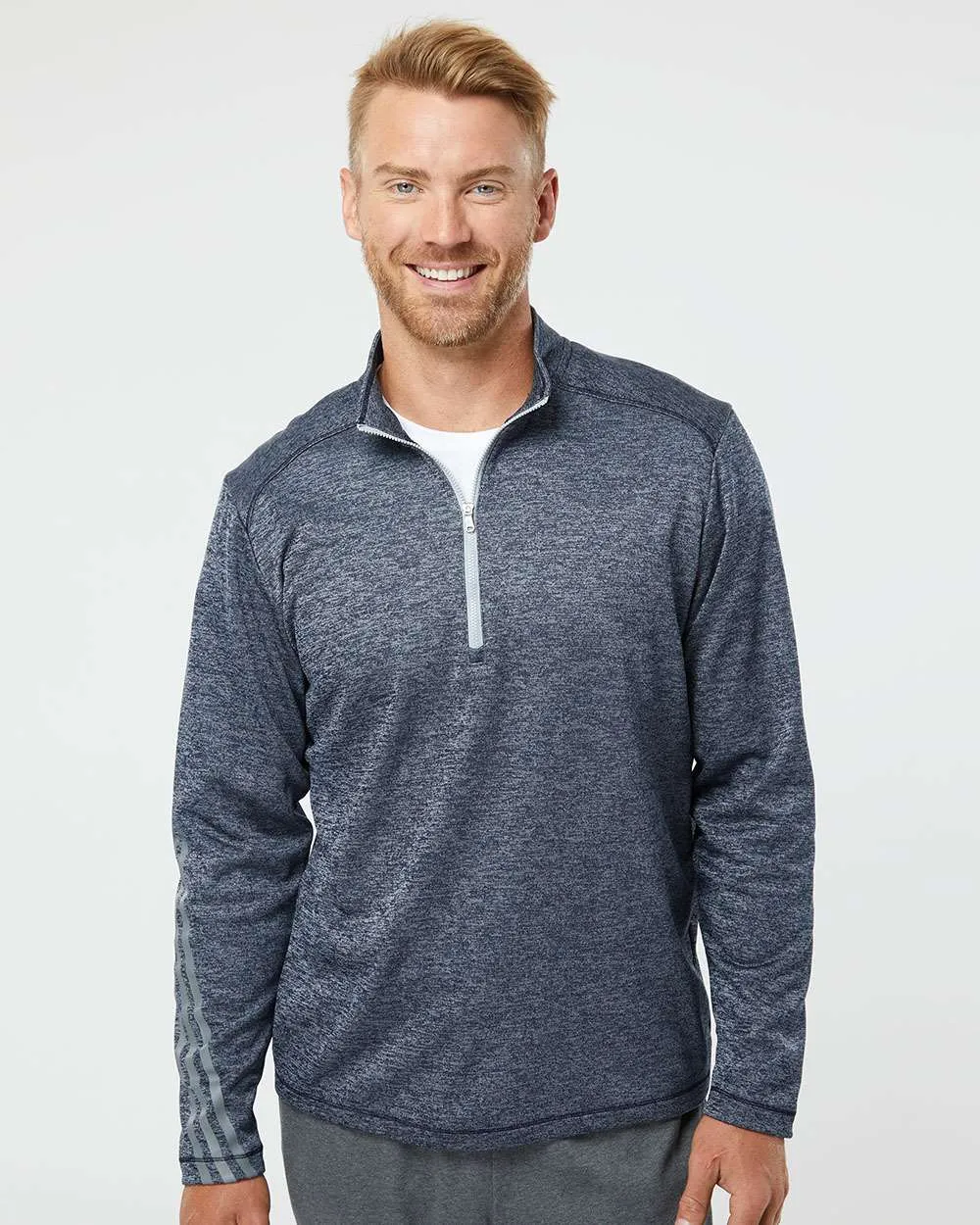 Adidas Brushed Terry Heathered QuarterZip Pullover