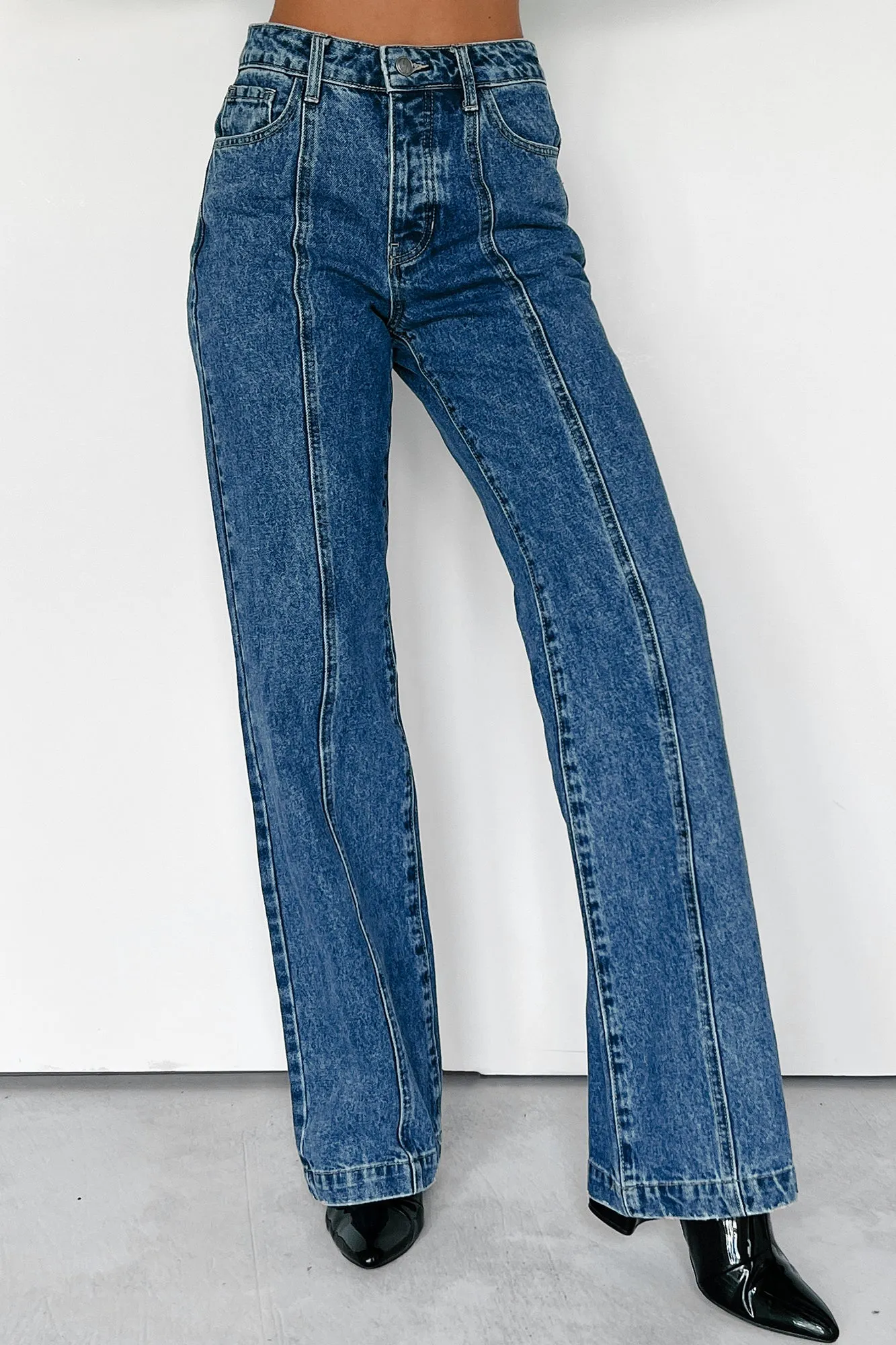 Adler High Rise Relaxed Fit 90s Flare Jeans (Dark Denim)