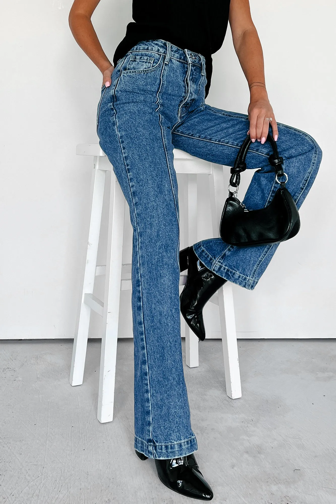 Adler High Rise Relaxed Fit 90s Flare Jeans (Dark Denim)