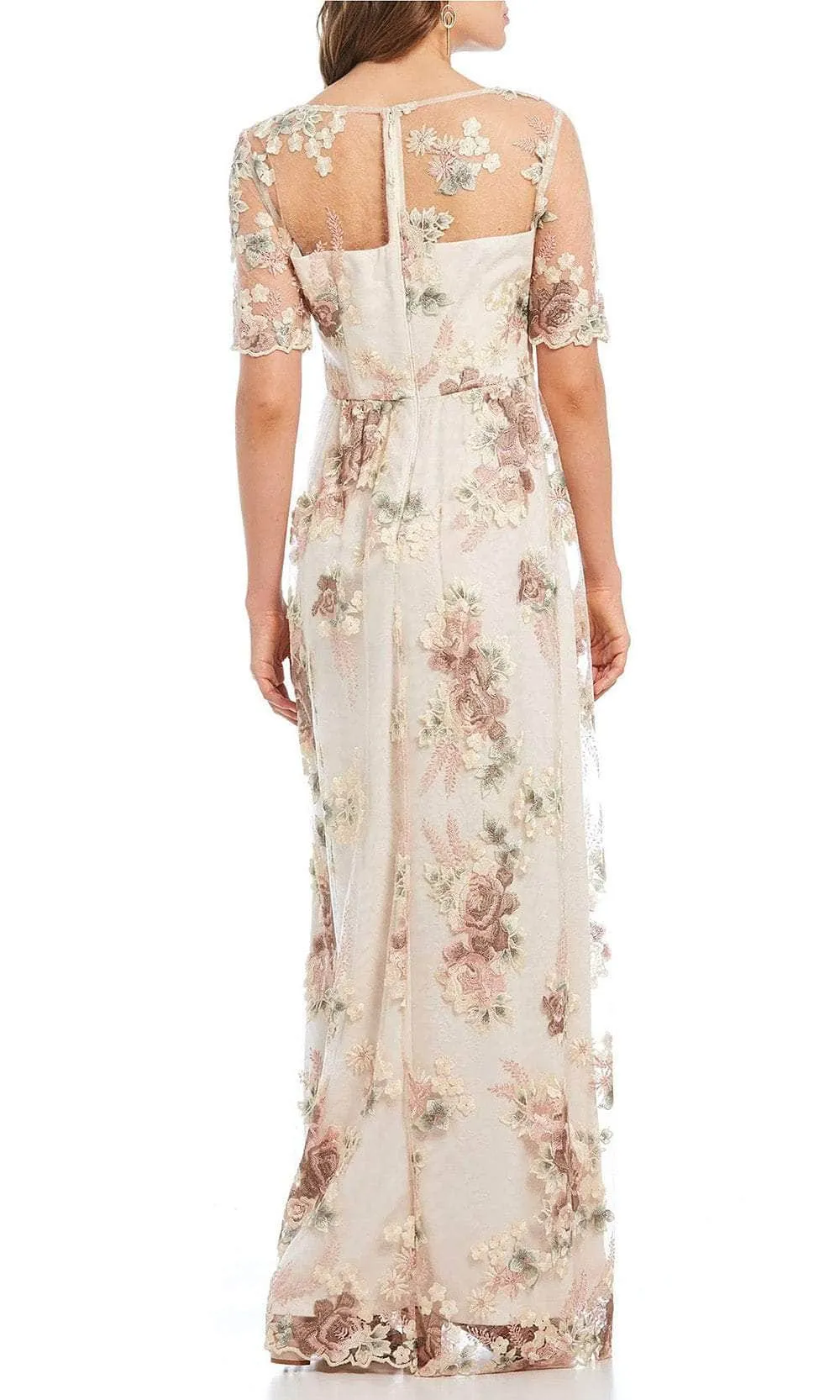 Adrianna Papell AP1E203576 - Illusion Sleeve Floral Evening Gown