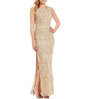 Aidan Mattox - MD1E200658 Ornate Embroidered Lace Gown