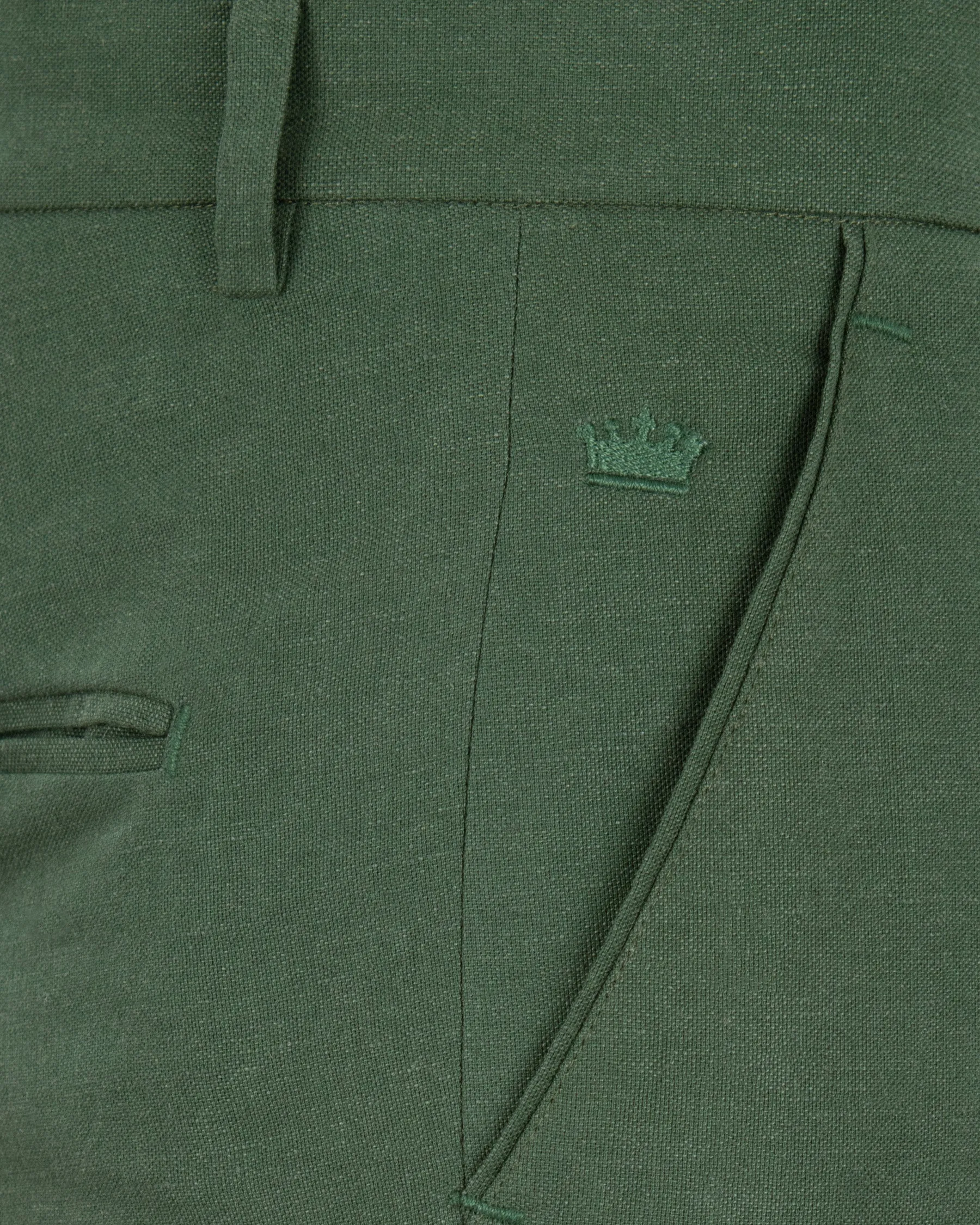 Asparagus Green Luxurious Linen Sports Suit