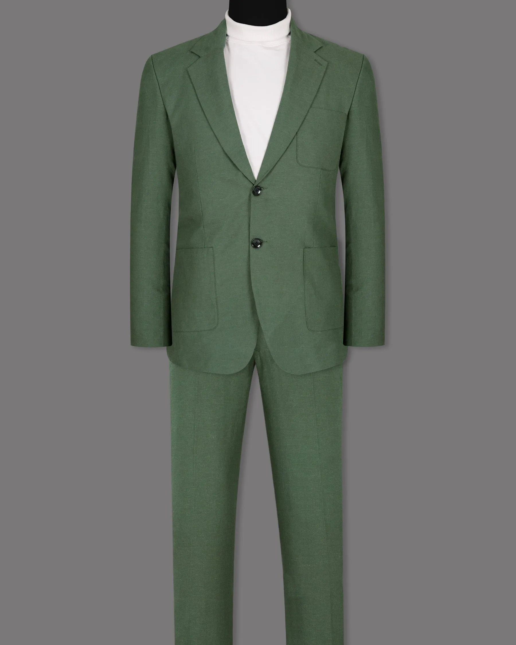 Asparagus Green Luxurious Linen Sports Suit