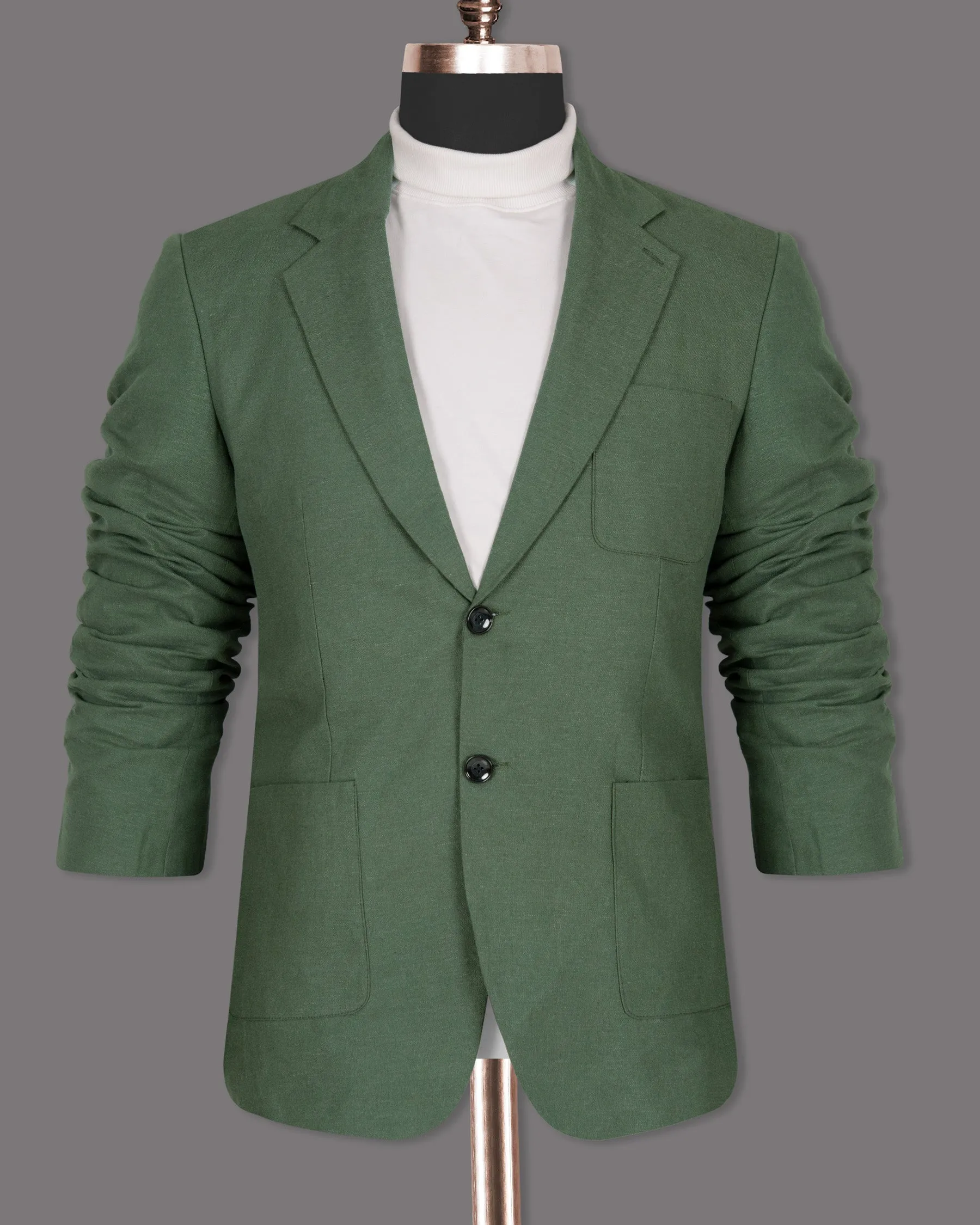 Asparagus Green Luxurious Linen Sports Suit