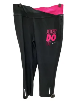 Athletic Capris By Nike Apparel In Black & Pink, Size: M