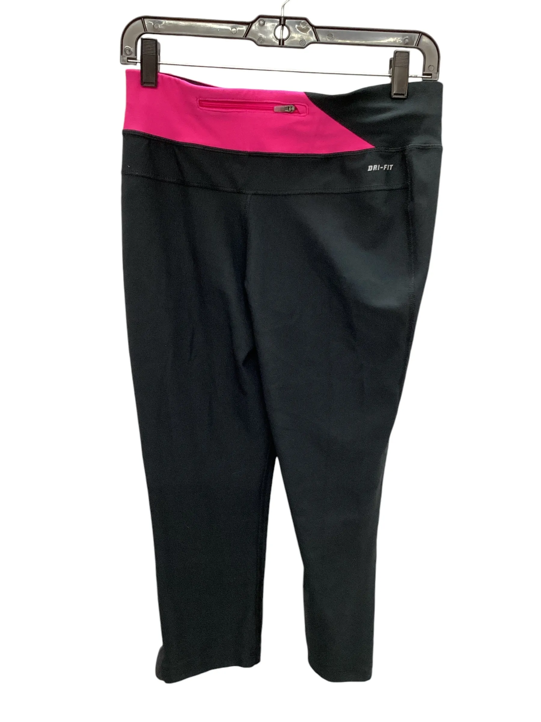 Athletic Capris By Nike Apparel In Black & Pink, Size: M