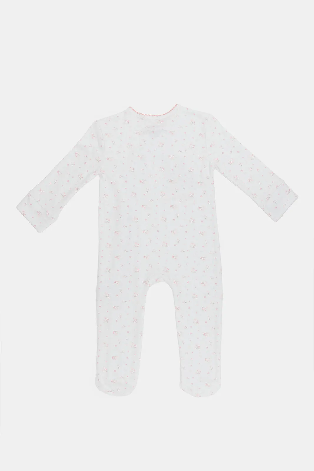 Babies White Sleepsuit With Headband Set (2 Piece)