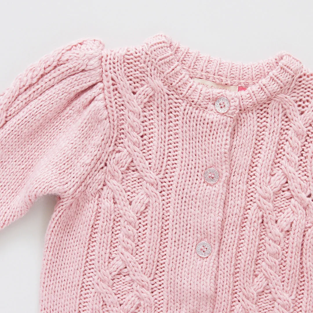 Baby Girls Cable Constance Sweater - Rose