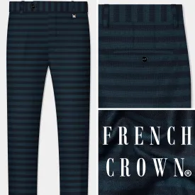 Bluish Blue And Jade Black Striped Pant