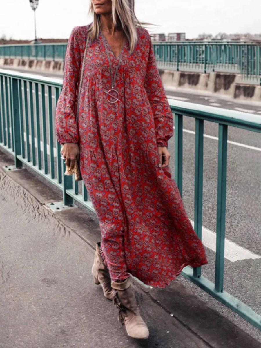 Bohemian Retro Casual Loose Maxi Dress