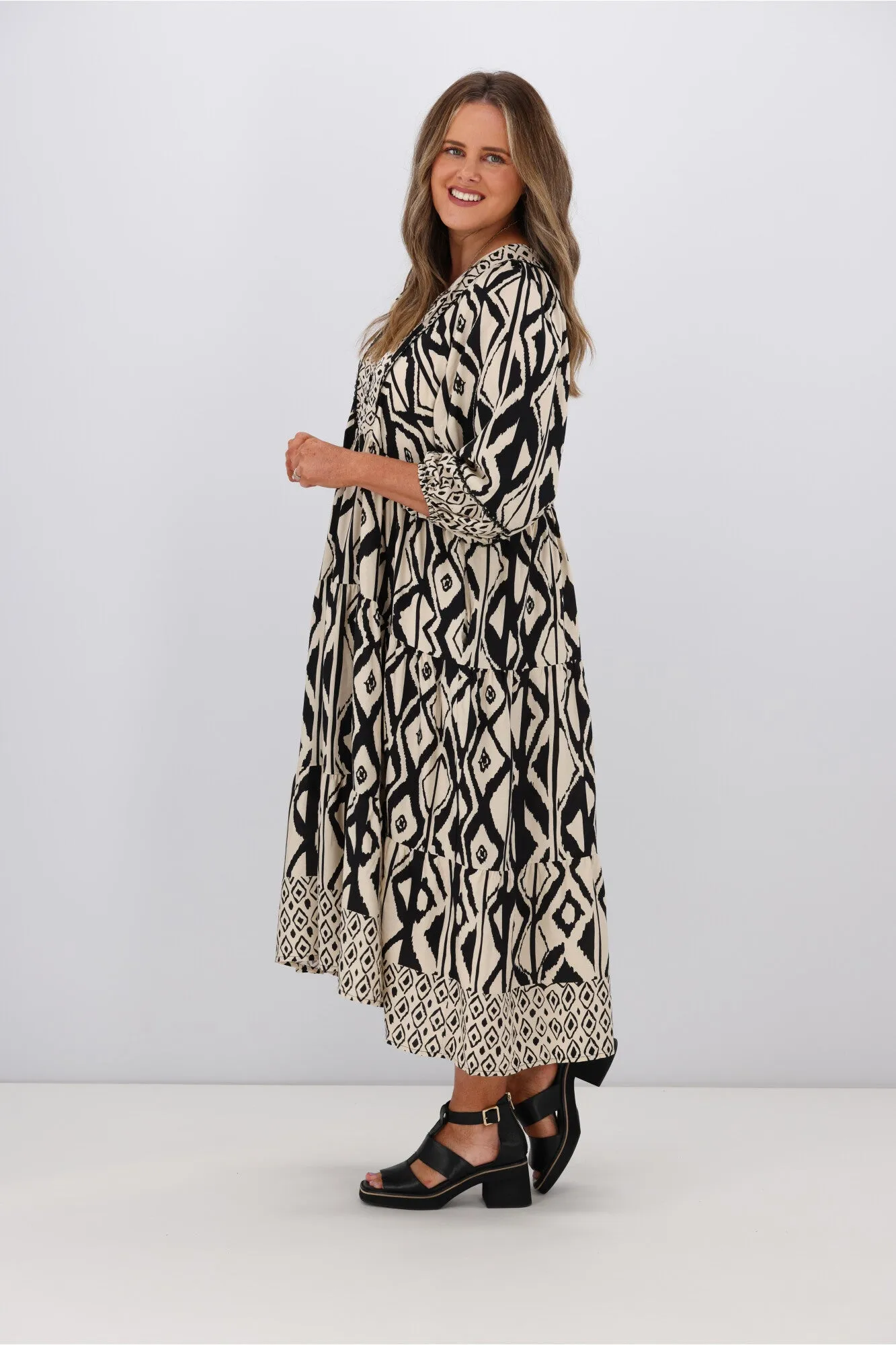 Boho Australia Geraldine Dress Black Beige