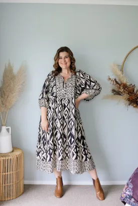 Boho Australia Geraldine Dress Black Beige