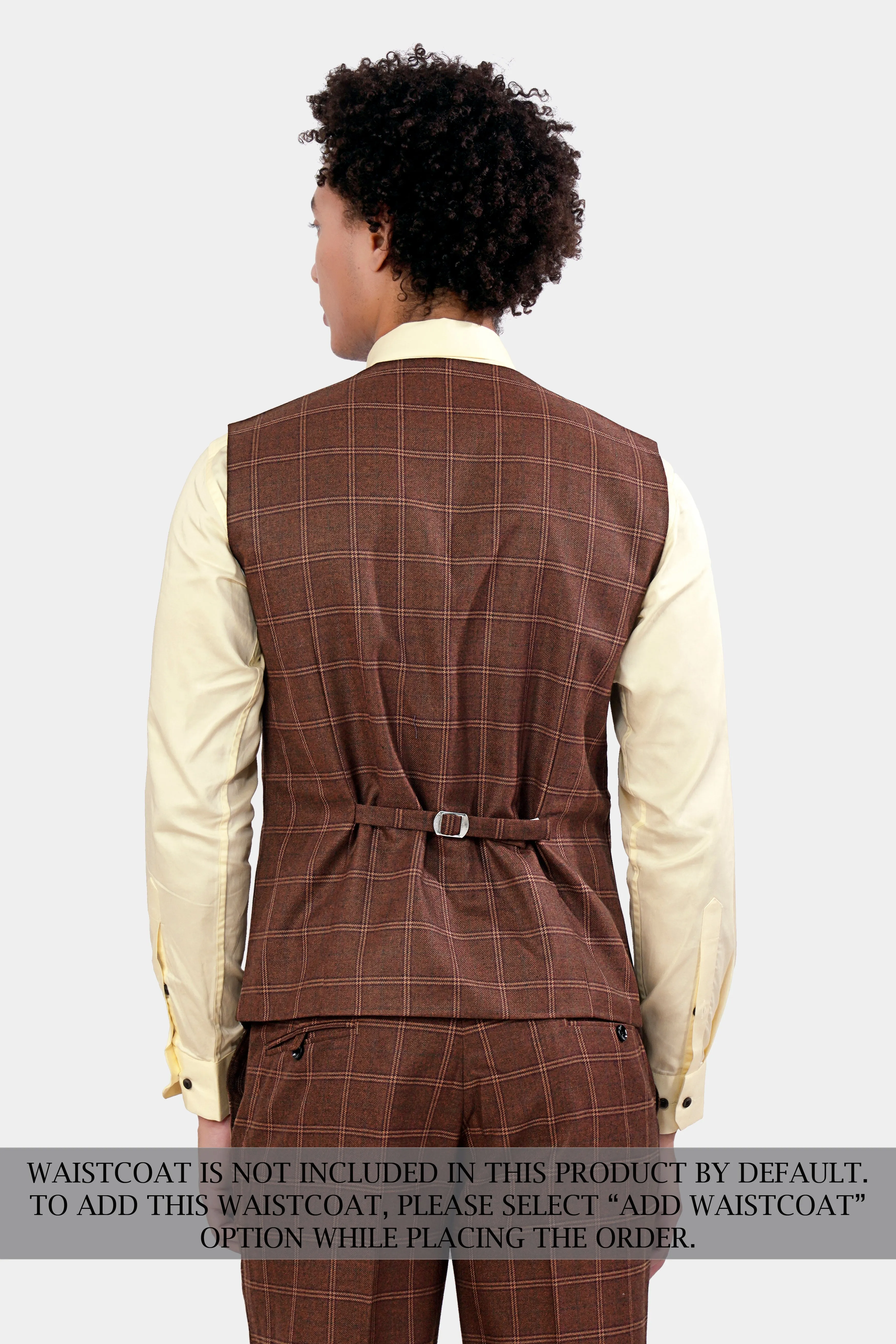 Bole Brown Windowpane Tweed Double Breasted Suit