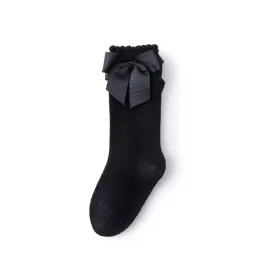 Bow Happy Knee Socks | Black