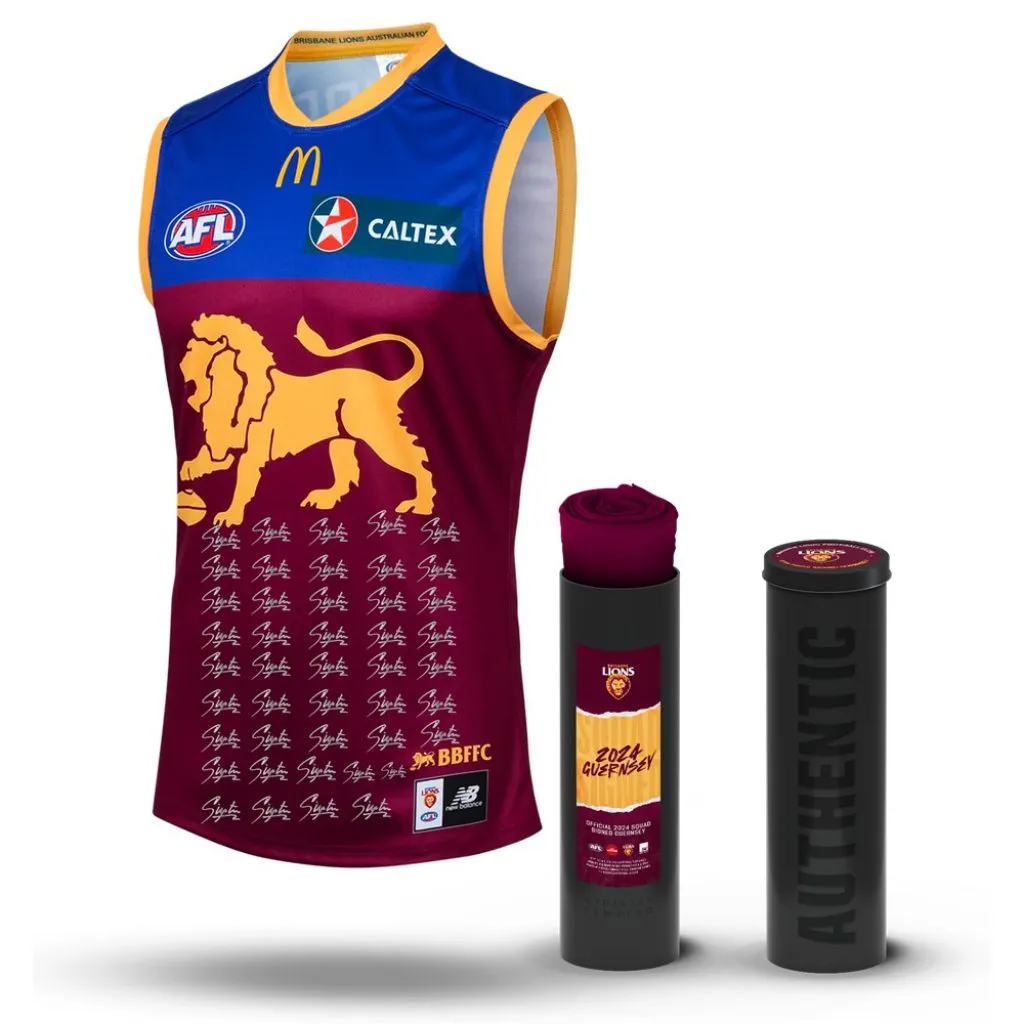 BRISBANE LIONS 2024 SQUAD SIGNED OFFICIAL GUERNSEY