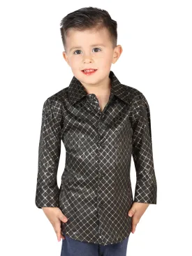 Camisa Casual Manga Larga Estampada Negro para Niños 'El Señor de los Cielos' - ID: 44568