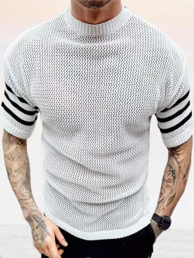 Casual Jacquard Knit T-Shirt