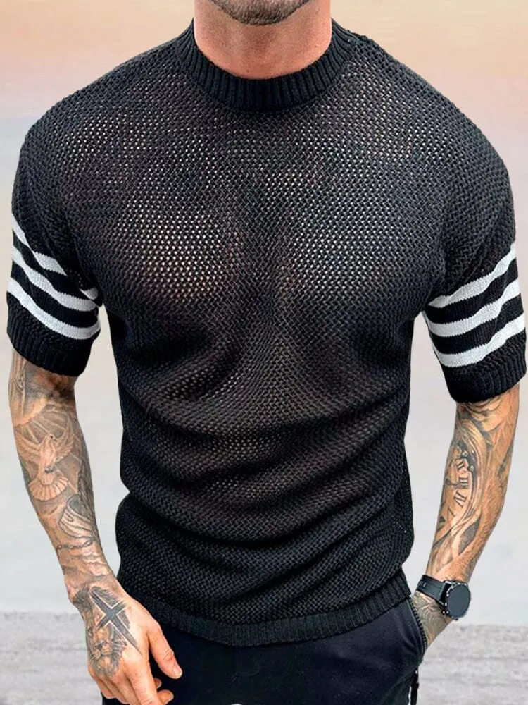 Casual Jacquard Knit T-Shirt