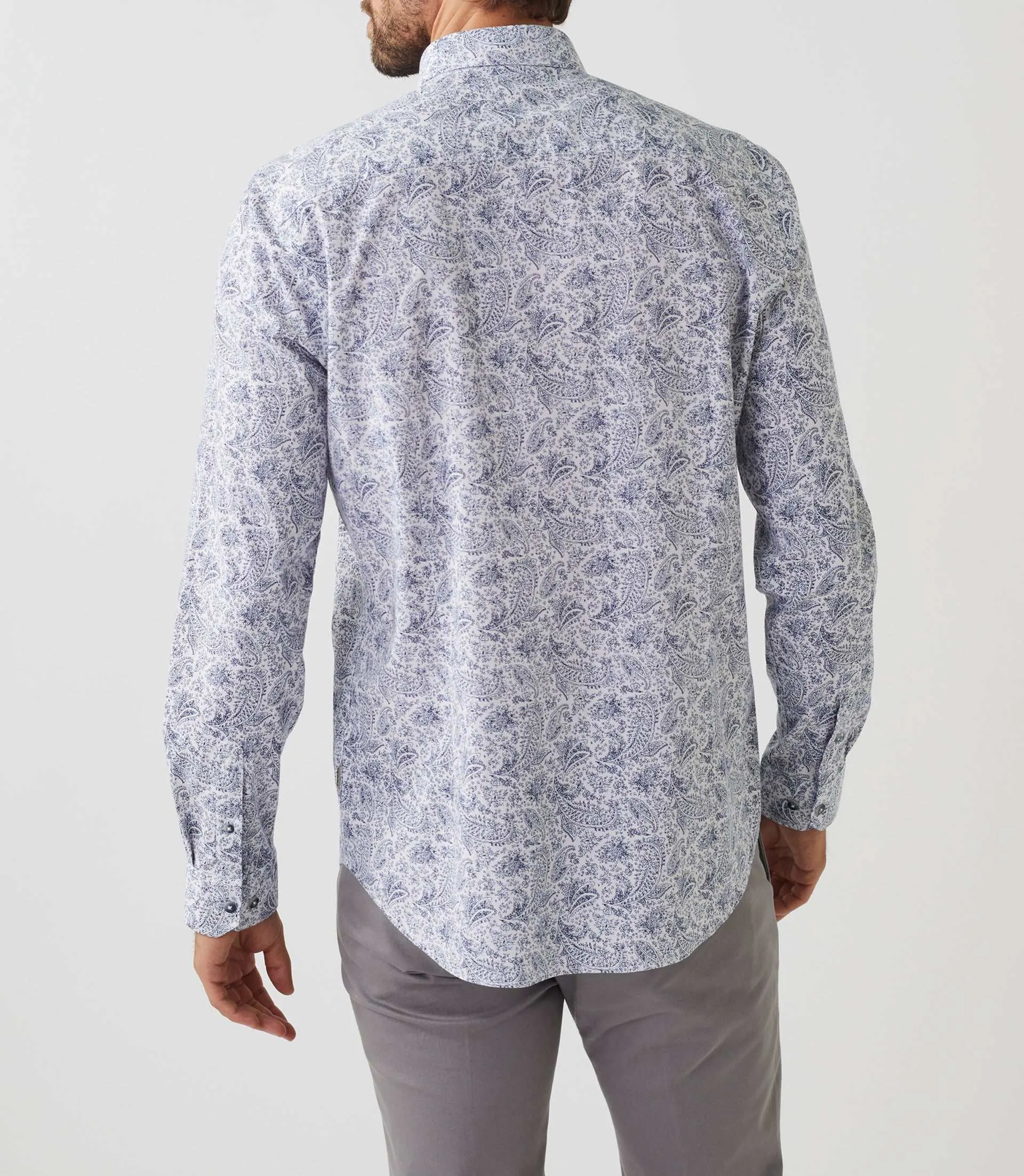 Chemise casual imprimé blanc-marine "Amir"