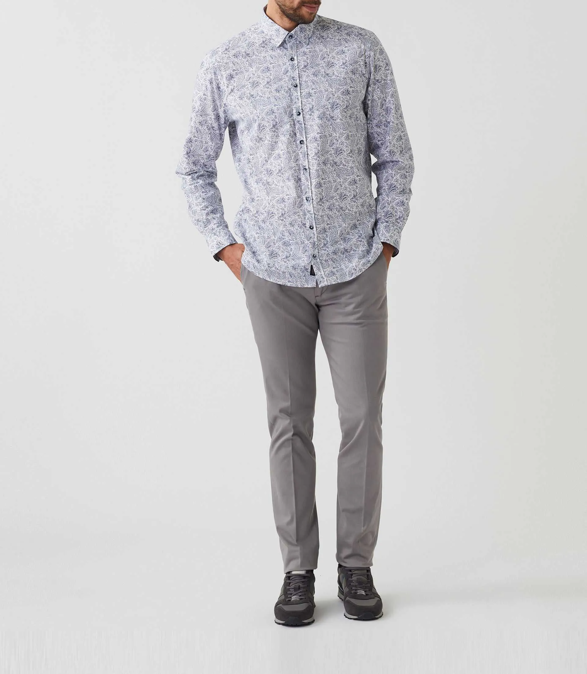 Chemise casual imprimé blanc-marine "Amir"