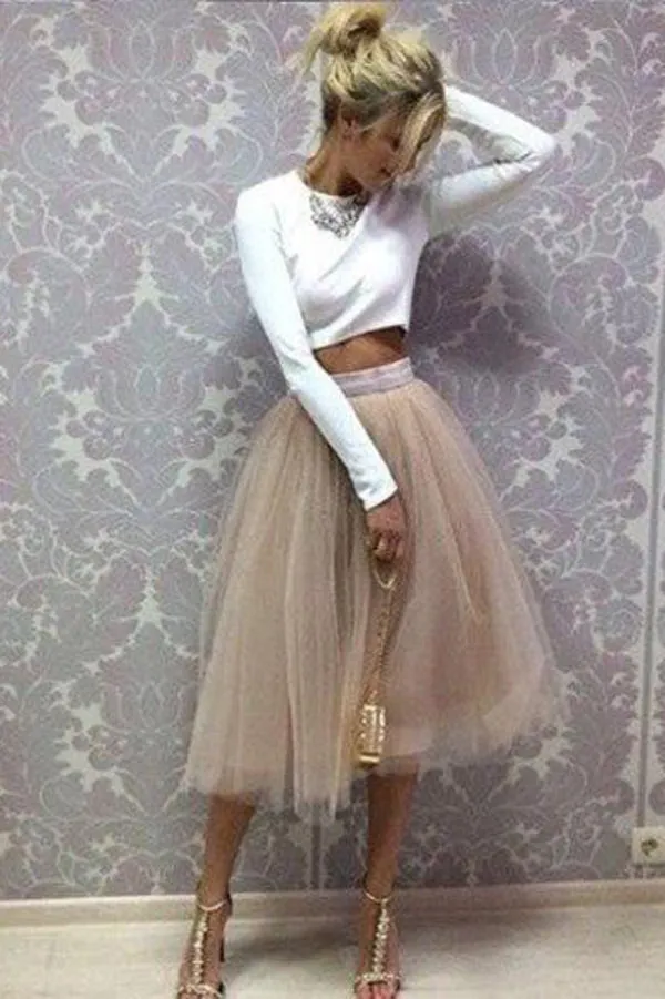 Chic Two Piece Scoop Long Sleeve Homecoming Dresses, Short Prom Dress, SH403