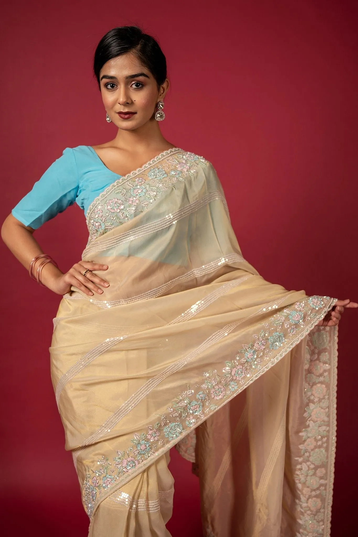 Cocktail Buttermilk Saree