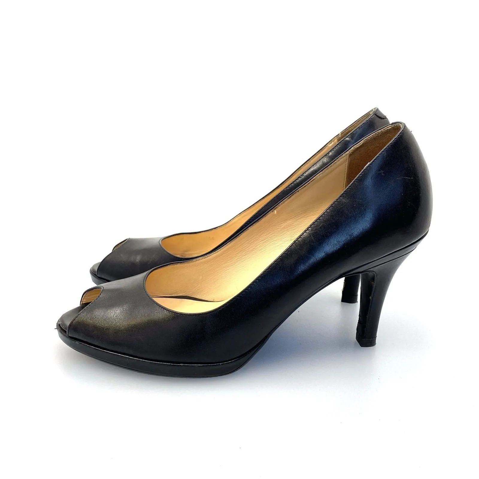 Cole Haan | Open-Toe Pumps Heels Shoes | Color: Black | Size: 8.5 AA Black | Pre-Owned