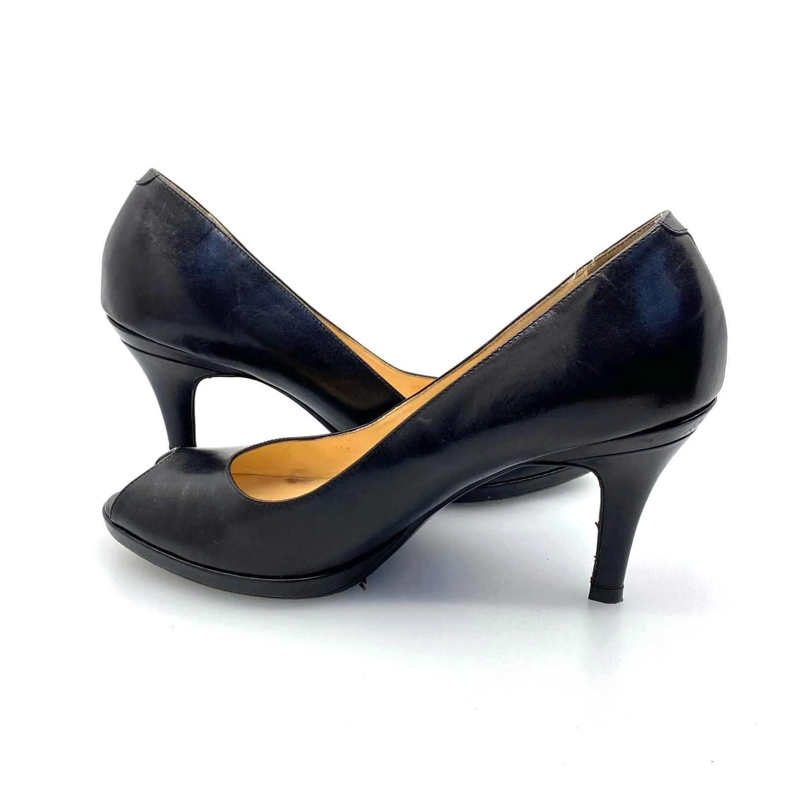 Cole Haan | Open-Toe Pumps Heels Shoes | Color: Black | Size: 8.5 AA Black | Pre-Owned