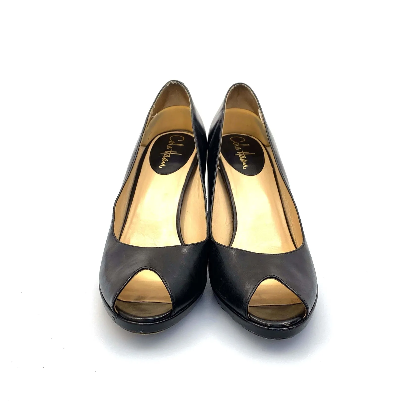 Cole Haan | Open-Toe Pumps Heels Shoes | Color: Black | Size: 8.5 AA Black | Pre-Owned