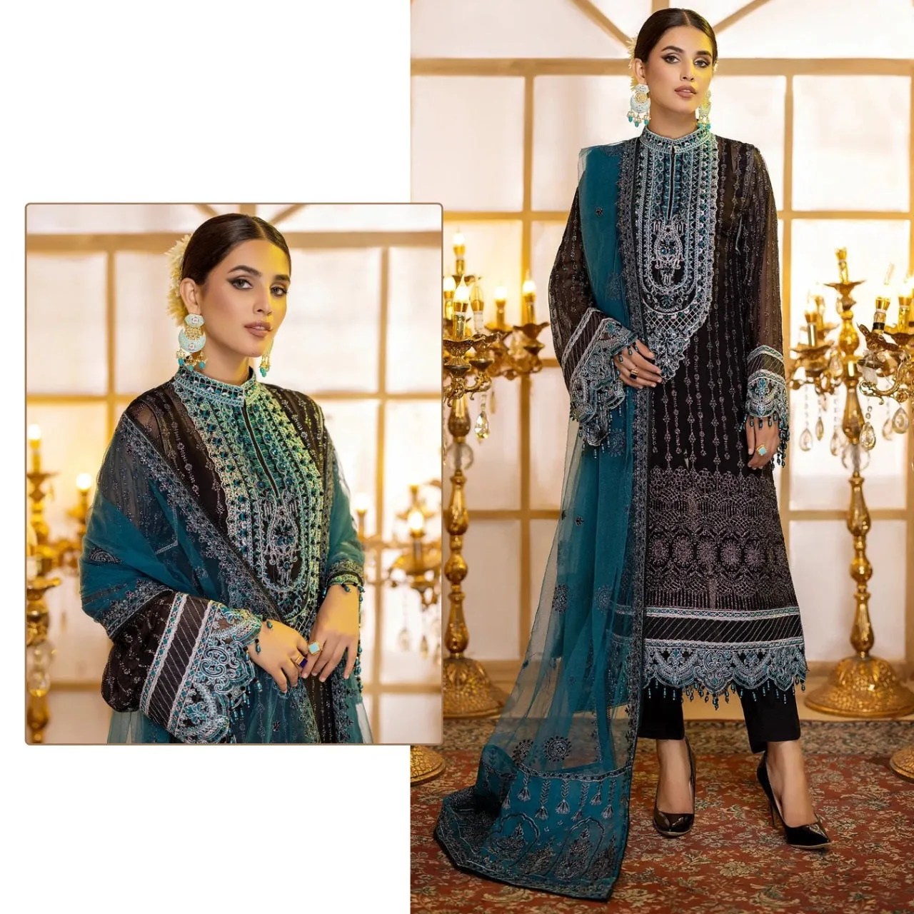 Dark Blue Rich Pakistani Style Salawar Kameez