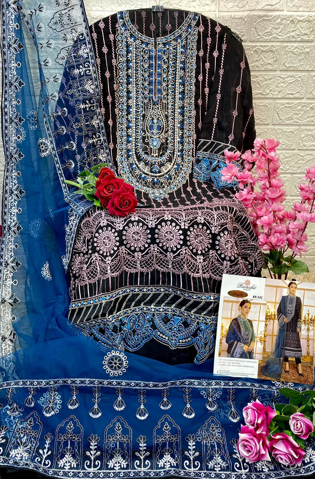 Dark Blue Rich Pakistani Style Salawar Kameez