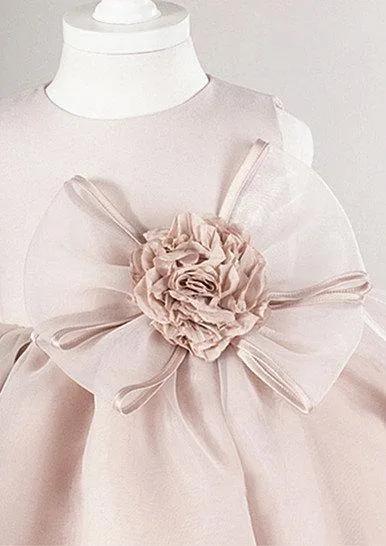 Dusty Pink Satin Tulle Zip Up Flower Girl Dresses, Lovely Little Girl Dresses with Flower Bow, FG030