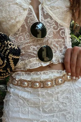 Elize Vintage Inspired Pearl Chain Belt