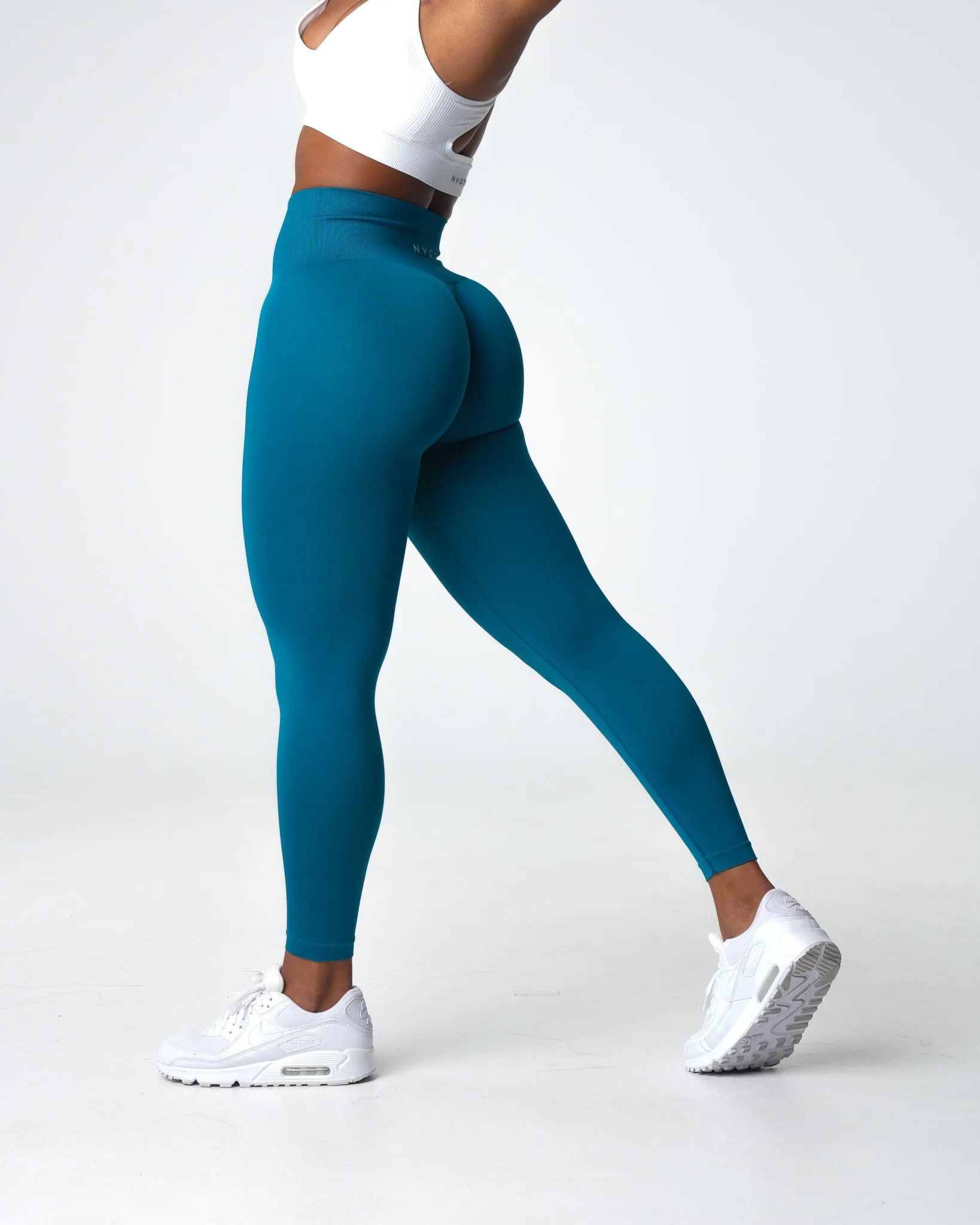 French Blue Solid Seamless Leggings