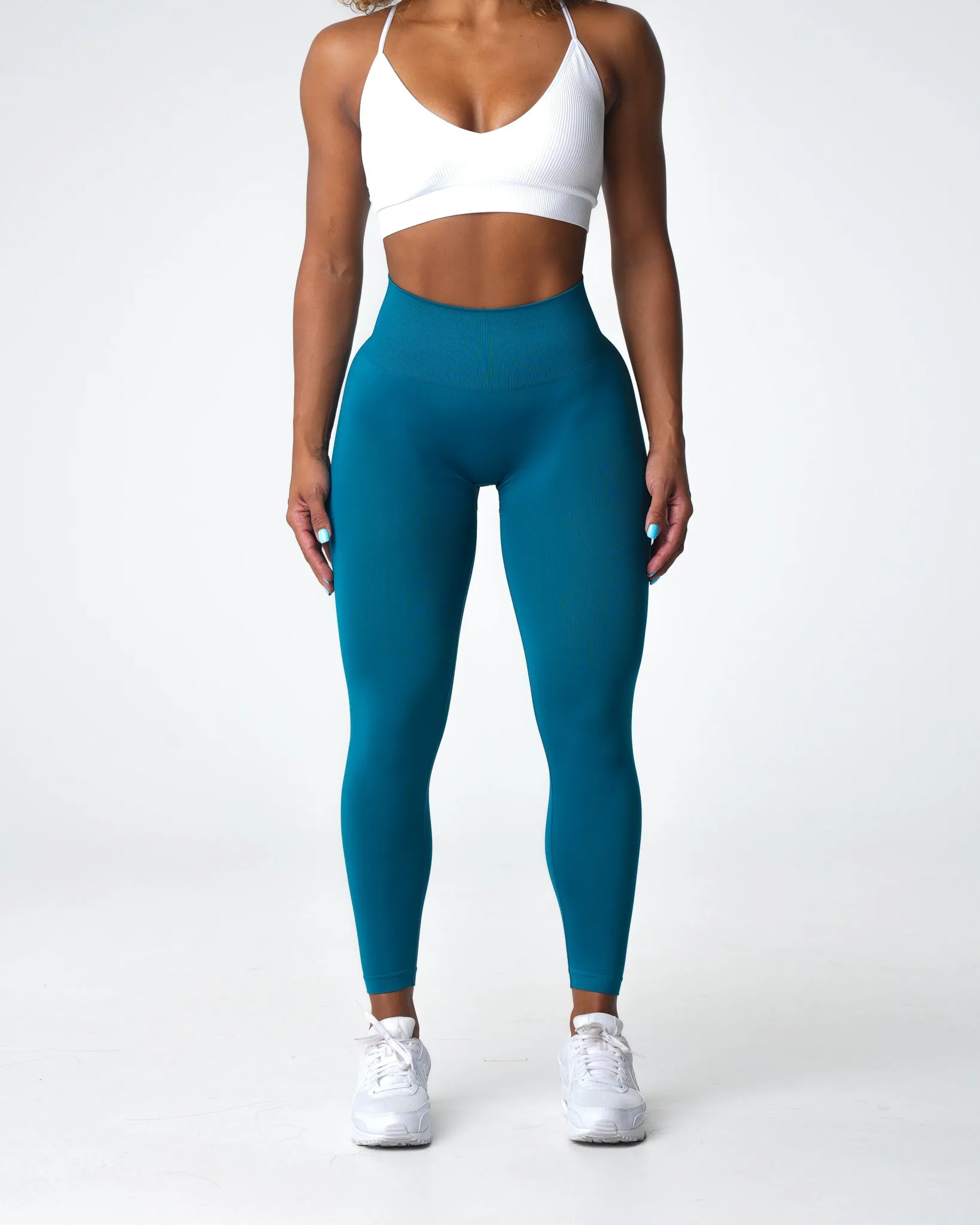 French Blue Solid Seamless Leggings