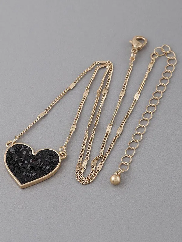 Glitter Heart Pendant Necklace