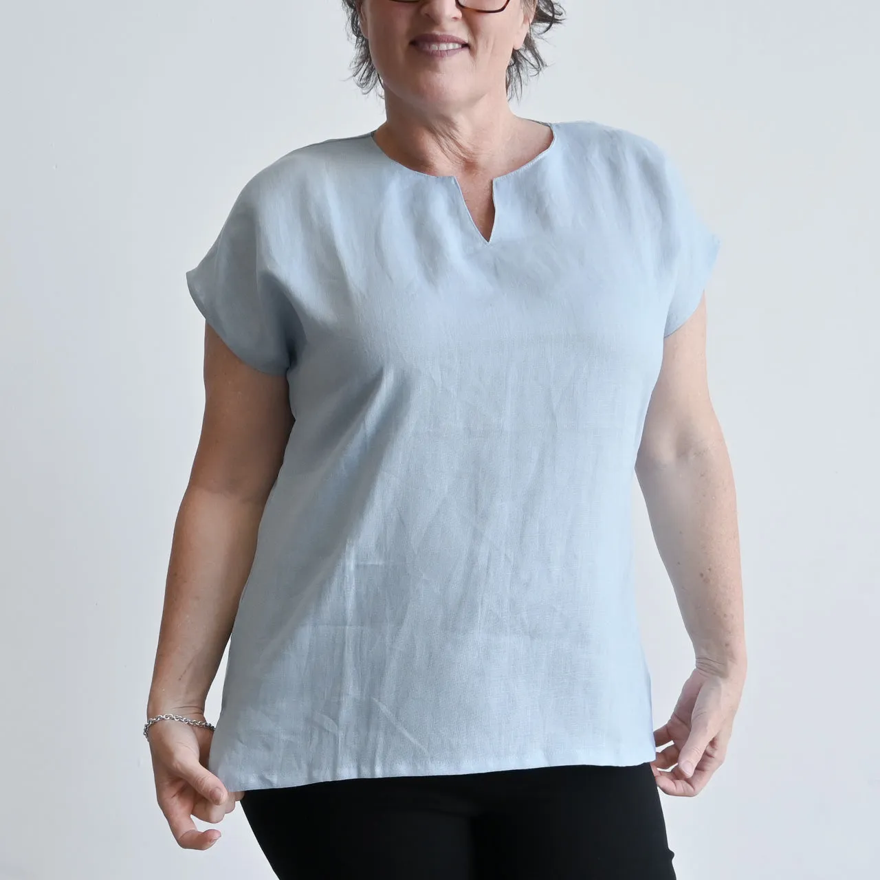 Kobomo Linen Sari Top - Chambray Blue