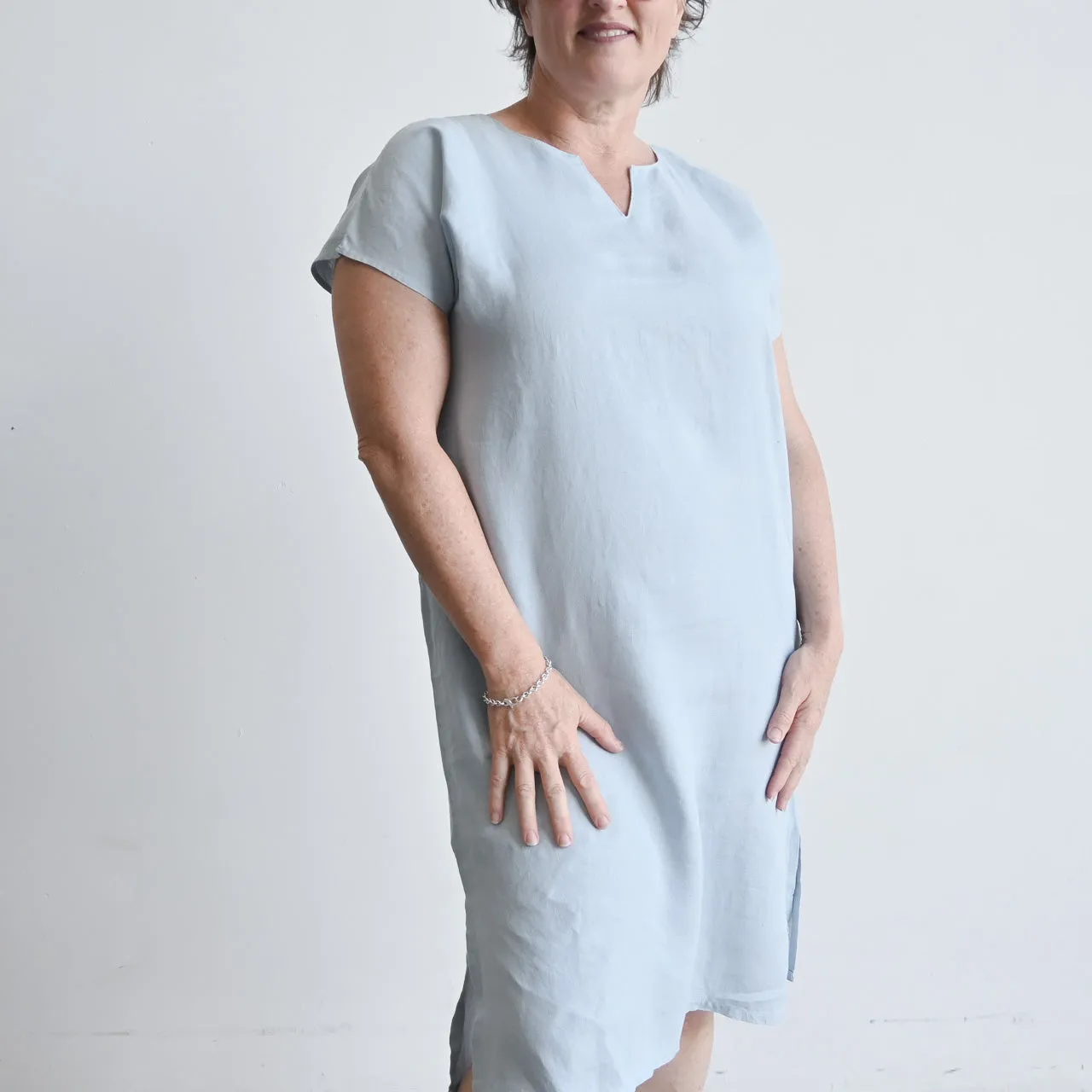 Kobomo Linen Sari Tunic Dress - Chambray Blue