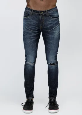 Konus Men's Repair Work Skinny Jeans in Indigo