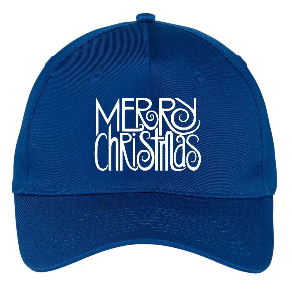 Merry Christmas Graphic Printed 5 Panel Twill Caps