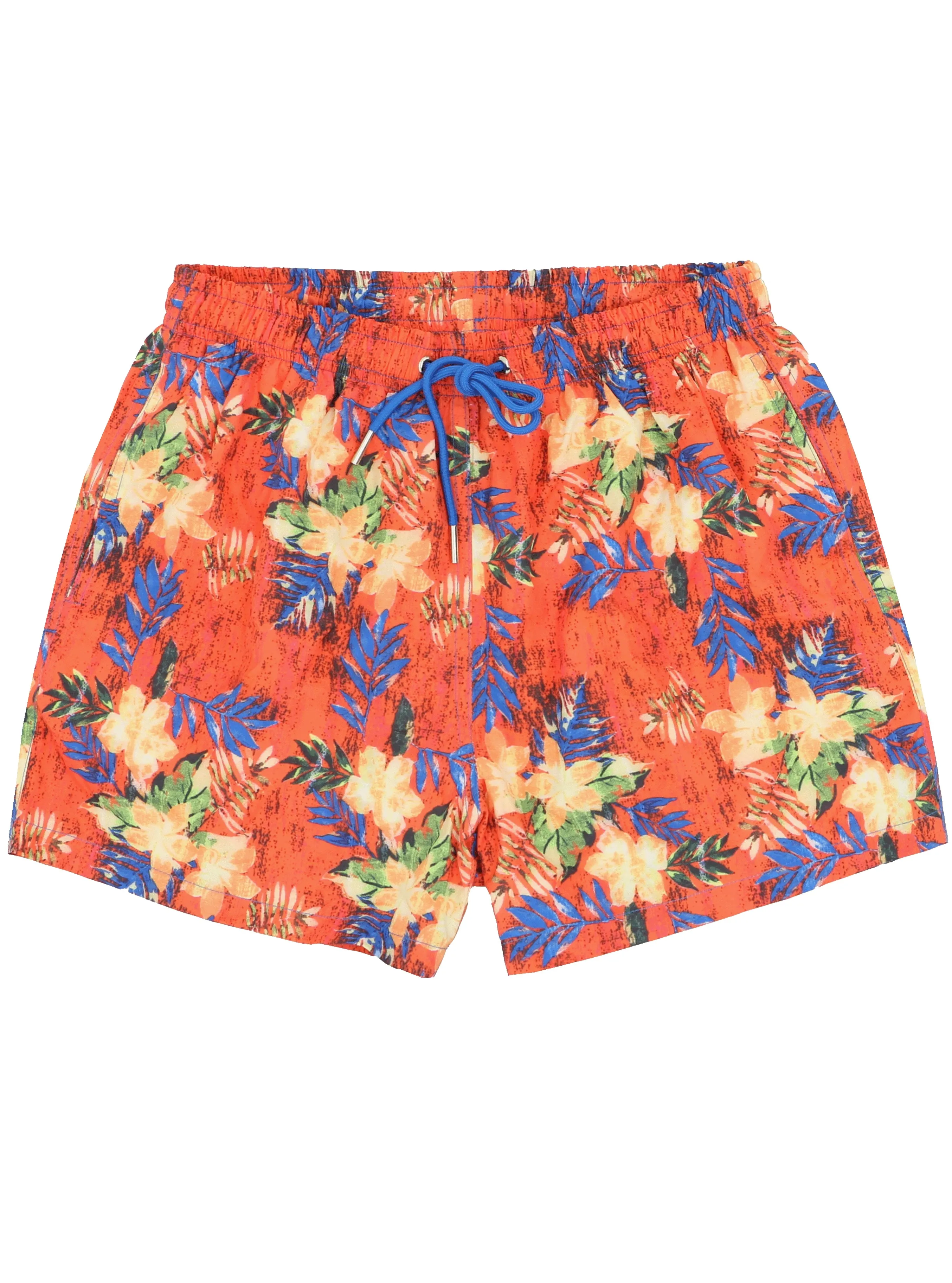 Orange Floral Print Boardshorts